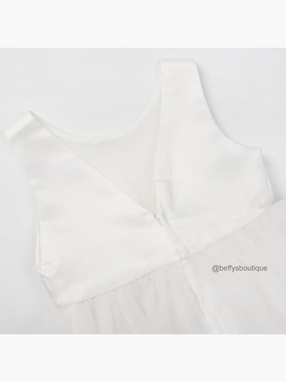 Flower Girl Dress Satin A-Line Tulle Skirt Bowknot Back Zipper - Picture 5 of 7